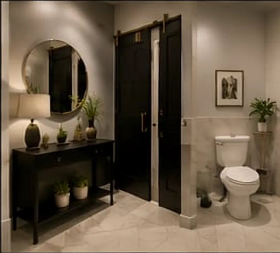 Refreshed restroom at Adieu Event Space